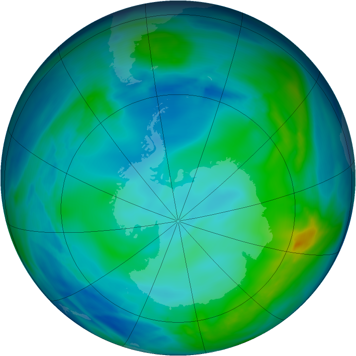 Antarctic ozone map for 20 May 2005